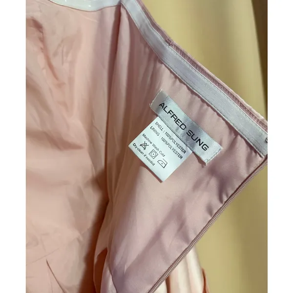 Alfred Sung Hi-Low Gown With Pockets Blush- Size 16R - Image 5