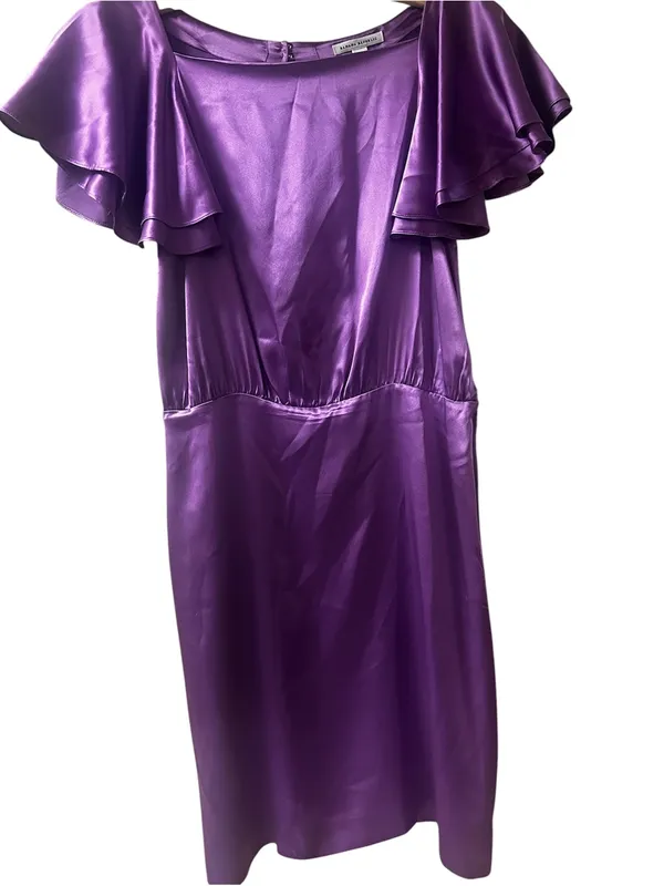 Banana Republic Purple Silk Flutter Sleeve Dress - Image 2