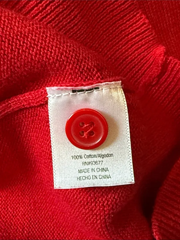 ST JOHN’S BAY Lightweight Cotton Red Cardigan L Grandpa Minimalist Preppy - Image 6