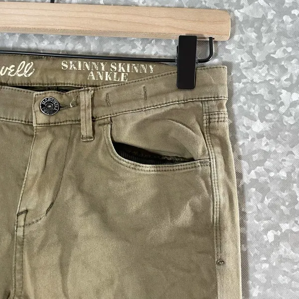 Madewell Garment Dyed Tan/Green Skinny Skinny Ankle Jeans - Size 25 - Low Rise - Image 3