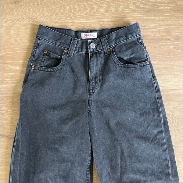 Deja Clark for Aeropostale Jeans Super Baggy Rhinestone Rose Size XS Faded Black - Image 2