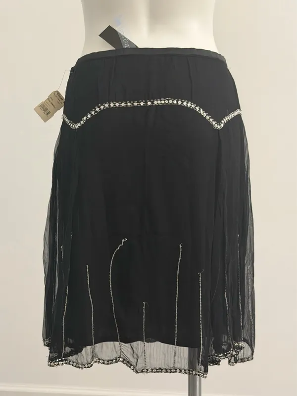 Vintage Black Chiffon Beaded & Sequins Skirt - Image 10