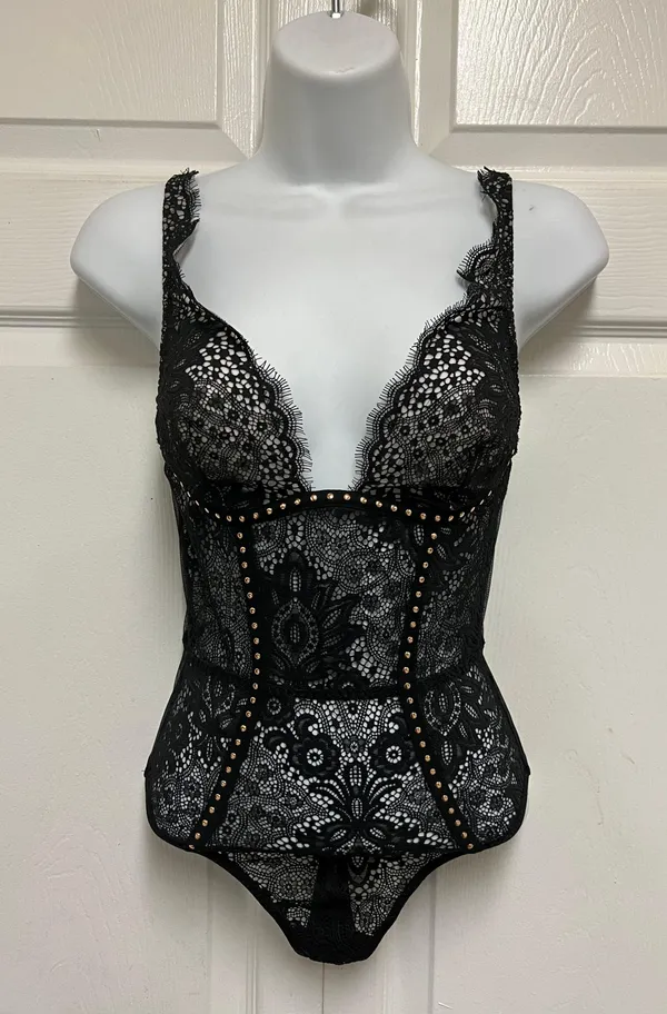 Victoria's Secret Black Rivet Bodysuit - Image 3