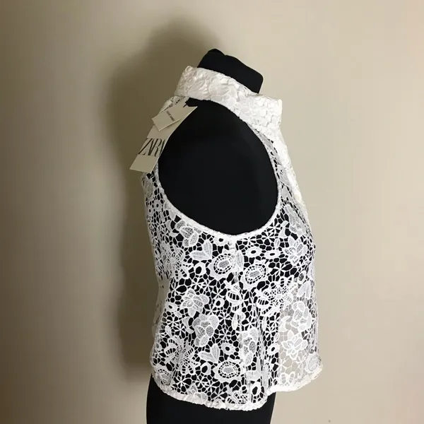 Zara White Lace Sleeveless Top NWT - Image 3