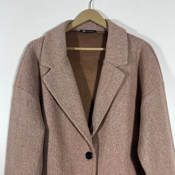 PrettyGarden Solid Notch Lapel Trench Coat Brown Classic Overcoat Size XL - Image 2