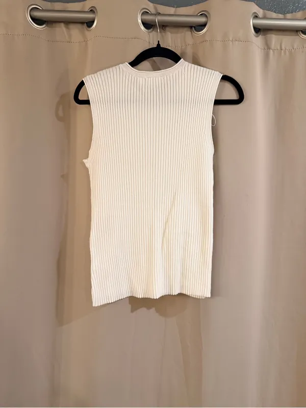 Cyrus Cotton Ribbed Off White Tank Top - Image 2