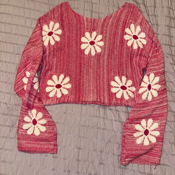 Altar’d State Pink Daisy Knit Sweater - Image 2