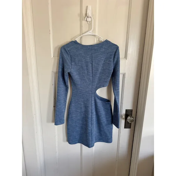 Reformation Tracy blue cut out‎ long sleeve knit dress size small - Image 2