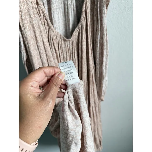 Dress Forum Los Angeles Neutral Pink Floral Tiered Boho Maxi Dress Large Cottage - Image 10