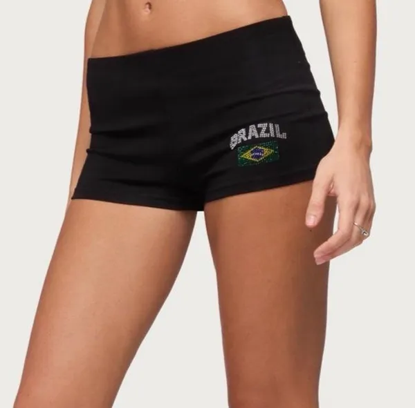 Brazil Rhinestone Low-Rise Shorts - Image 2