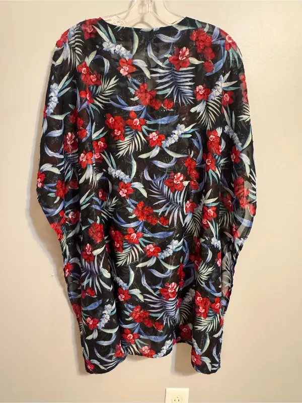 Tommy Bahama Midnight‎ Orchid Floral Lace-Up Swim Cover Up S/M - Image 6