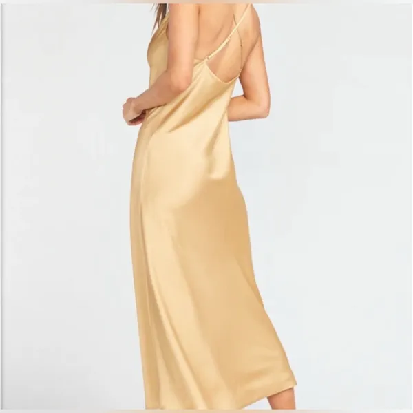 NWT-Show Me Your Mumu Verona Cowl Dress in True Gold Luxe satin, Size Large - Image 2