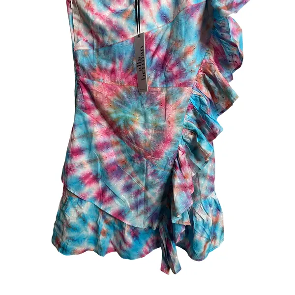 Alla Berman Leila Tie Dye Swiss Dot One Shoulder Dress Ruffles Womans M NWT - Image 11