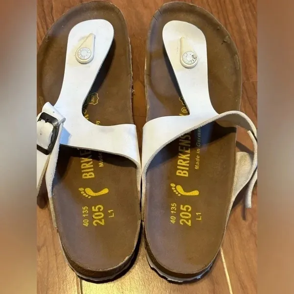 Birkenstock Gizeh Birko-Flor Unisex Size EU 40 US L9 M7 White Slip‎ On Sandals - Image 3
