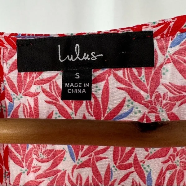Lulus Dondi Print Tie-Front Short Sleeve Romper in Red and‎ White Size Small - Image 7
