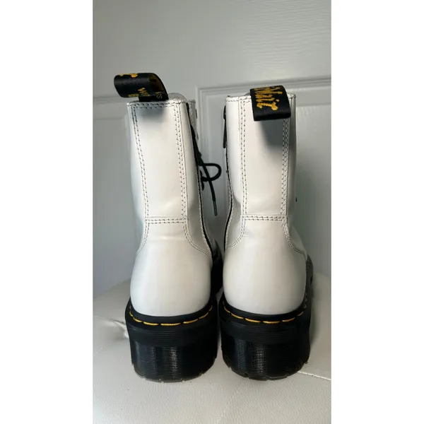 Dr. Martens Jadon Platform Boot 11 White Leather Side Zip Chunky Combat Lug Sole - Image 5
