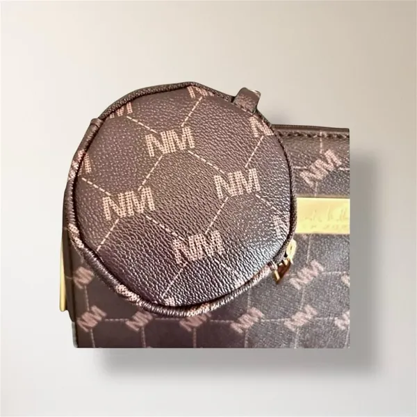 New Nicole Miller‎ New York Brown Monogram Crossbody Bag Coin Purse Minimal Luxe - Image 9