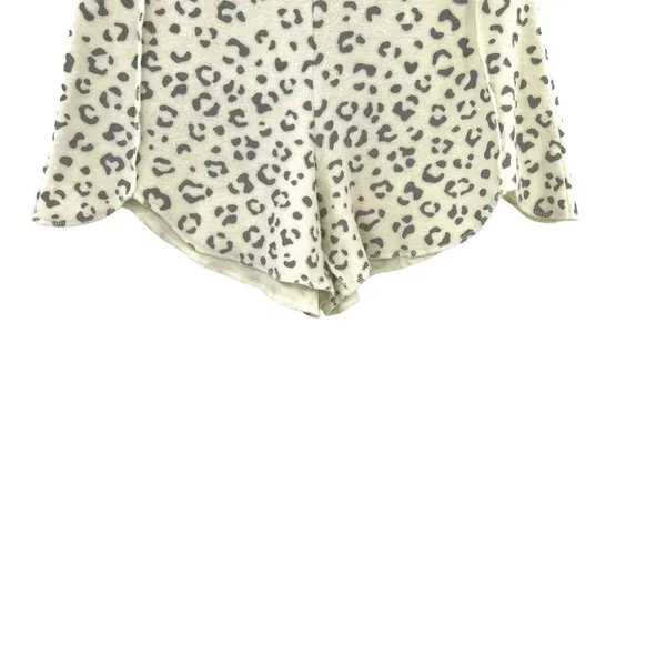 Free People Rain Check Lounge Shorts Leopard Print Cream Gray‎ Size Large - Image 4