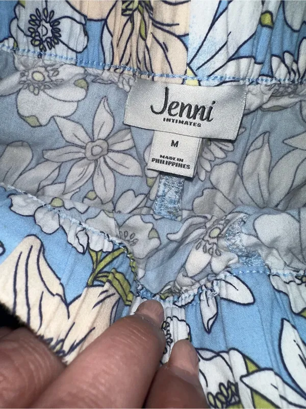 Jenni Intimates Floral Smiley Face Pajama Set Medium Blue Retro Boho Preppy Y2K - Image 5