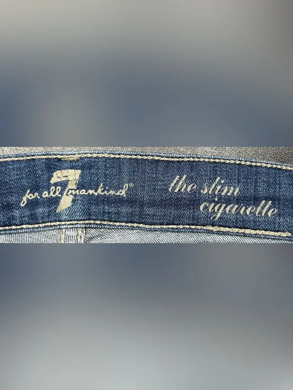 7 For All Mankind Size 27 “The Slim Cigarette” Blue Jeans - Image 2
