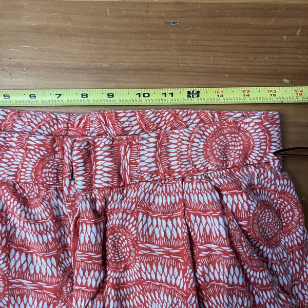 Free People Women's Linen Blend Orange Printed‎ Ankle Boho Summer Pants Size 6 - Image 7
