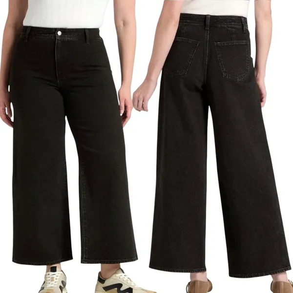 Universal Thread 4 Sailor Wide Leg Black High Rise Ankle Jeans Minimalist Fall - Image 2