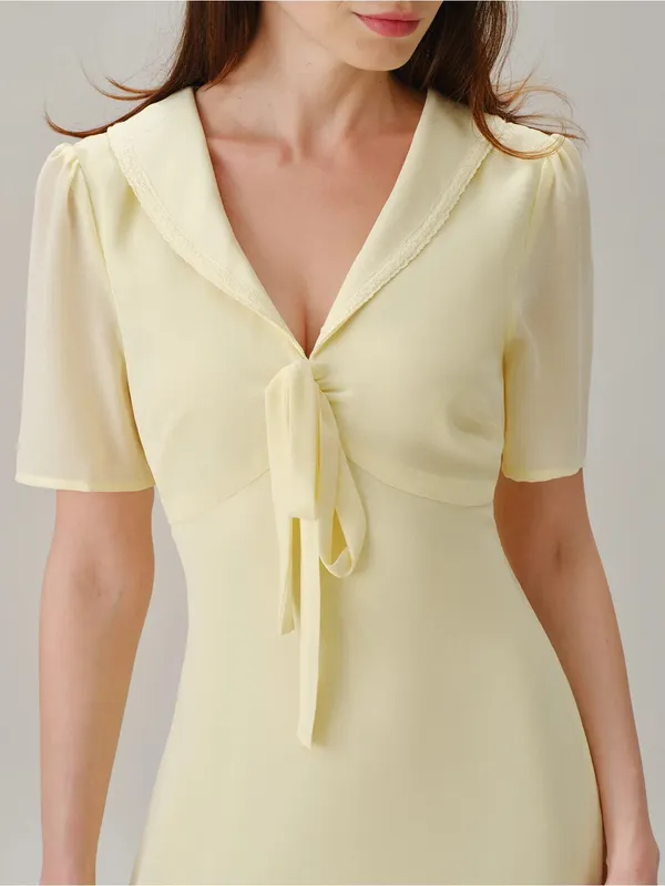 RIHOAS Pale Yellow Tie-Front Maxi Dress - Image 6