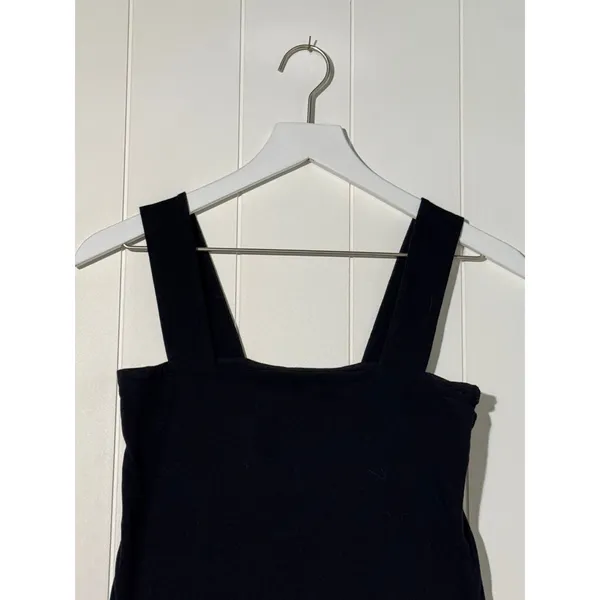 LOFT Black Ribbed Tank Top XS Wide Strap Stretch Fitted Sleeveless Basic - Image 2