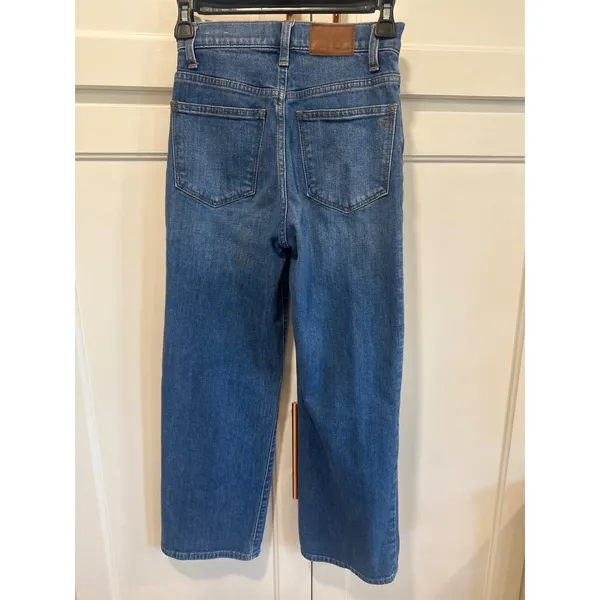 Madewell Womens Button slim Wide Leg crop size 23 Denim Jeans Medium Wash casual - Image 6