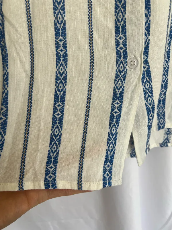 En Crême Blue & White Vertical Stripe Button-Down Shirt - Image 6