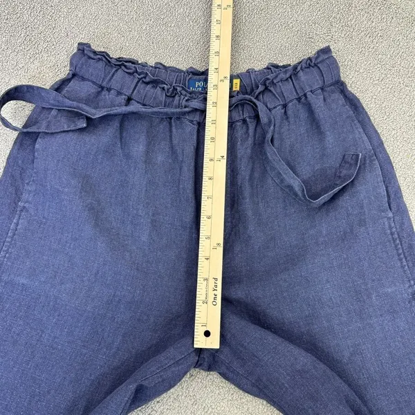 Polo Ralph Lauren Linen Drawstring Wide Leg Pants Denim Blue Small‎ Paperbag - Image 14