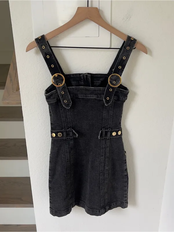 Retrofête Izzy Denim Dress in Onyx Black - Image 3