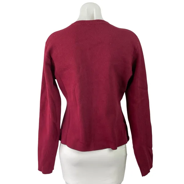 Fashion Womens Red V-neck Oversized Buttons Long Sleeve Cardigan Sweater Size M - Image 3