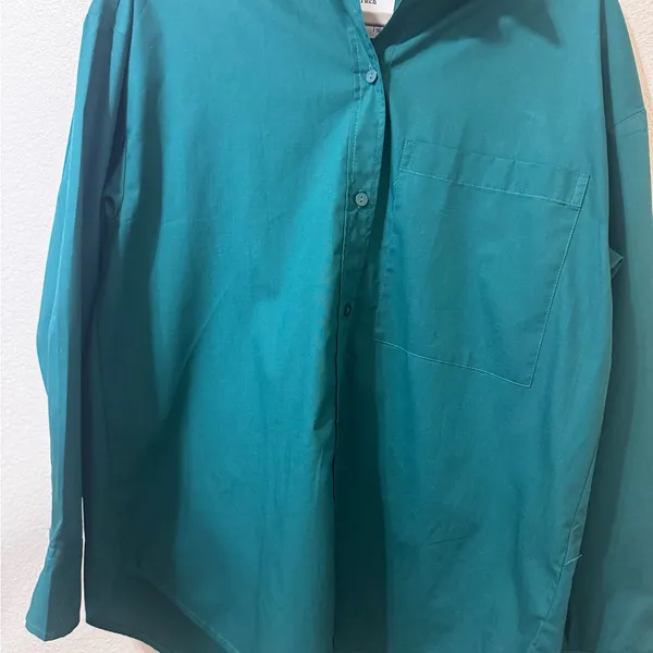 Abercrombie & Fitch Oversized Green Button Down Shirt Women S - Image 2