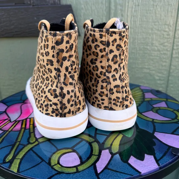Lugz Hayden Hi Top Sneakers Womens 8 Leopard Print Tan Black Retro‎ Streetwear - Image 2