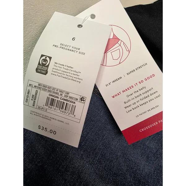 Isabel Maternity Flare Jeans Medium Wash Over Belly Crossover Panel Size 6‎ NEW - Image 5