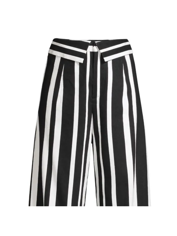 Alice and Olivia Umbrella Stripe Linen Wide Leg Pants Size 2 - Image 3