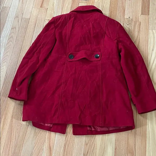 Gallery Pea Coat Womens XL Red Button Up Wool Vintage Inspired Old Money Preppy - Image 11