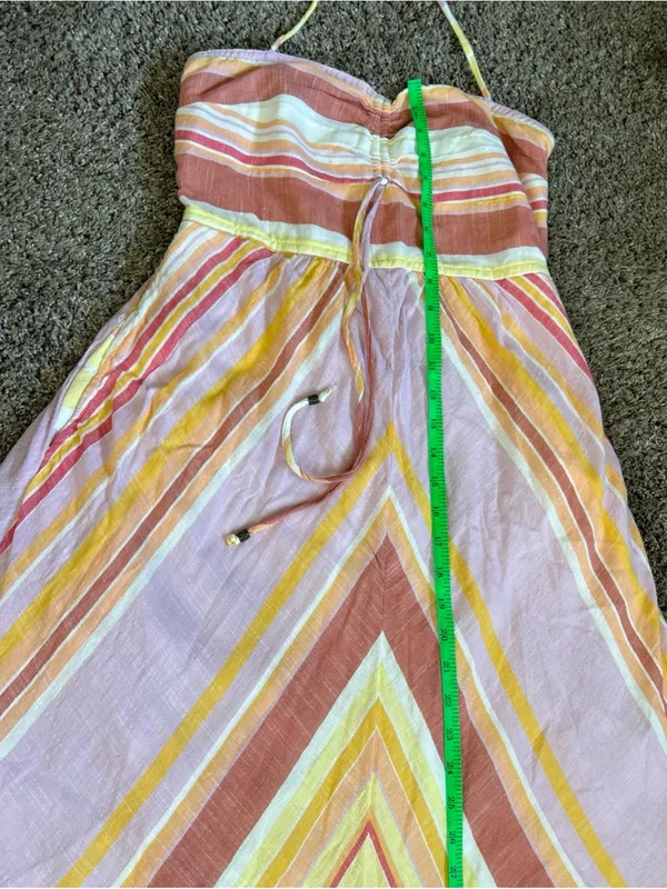 Anthropologie Savannah Halter Striped Dress US Women 4 Orange Boho-Style - Image 4