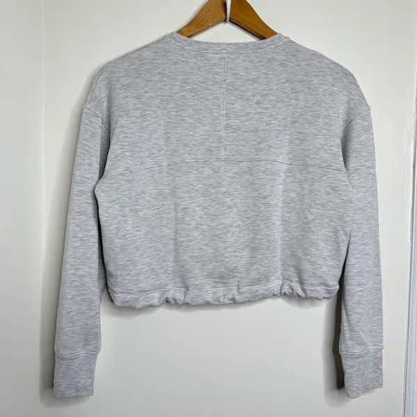 All in Motion Gray Cropped Sweatshirt Size XS Thumbholes Tie Hem Comfy - Image 5