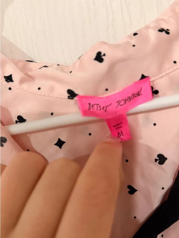 FINAL PRICE Betsey Johnson Pink Button-Front Heart Print Pajama Top - Image 3