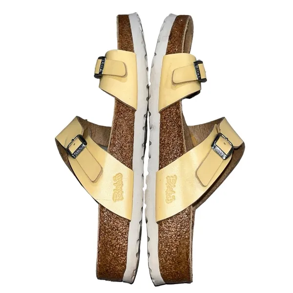 Birkenstock Birki’s Franca Popcorn Yellow Nubuck Leather Sandals size 8 narrow - Image 3