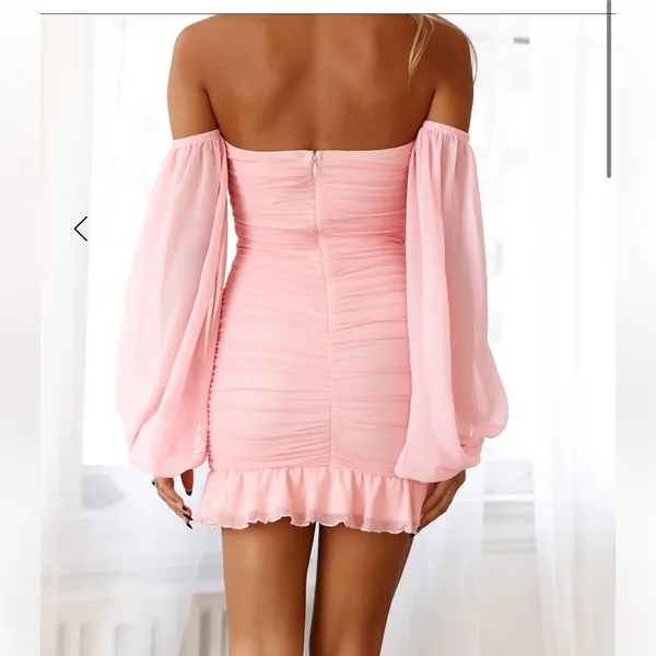 NWT Hello Molly Cultivate Love Off the Shoulder Mini Dress Pink - Image 4