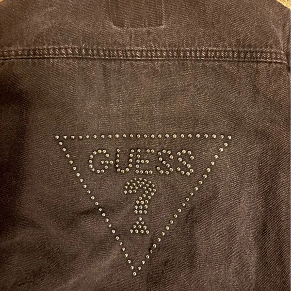 Women’s Black GUESS Jean Jacket Size XS Beaded Embroidered Denim Jacket Vintage - Image 5