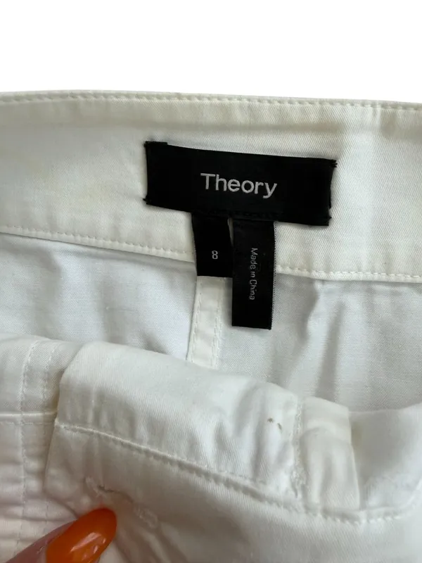 THEORY Women’s White Cotton Blend Skirt Size 8 - Image 4