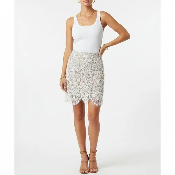 For Love & Lemons White & Lavender Lace Mini Skirt S - Image 5