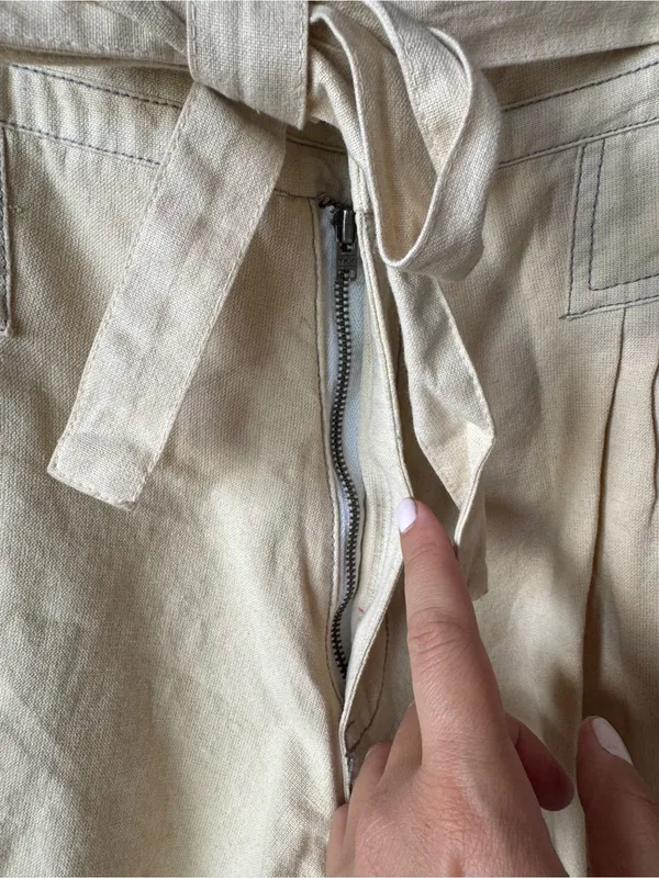 Free People One Womens Ivory Penny High-Waisted Paper Bag Tie Waist Short Size 2 - Image 4