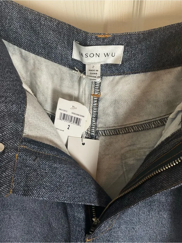 NWT Jason Wu Faded Raw Denim Wide Leg Lyocell Pants Jeans Blue Size 2 - Image 8