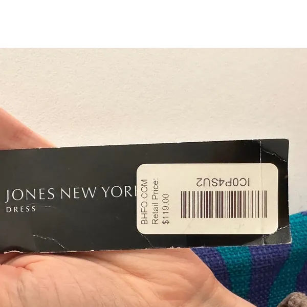 Jones New York Dress Cerulean Blue Zebra Print Sheath Sleeveless Size 14 NWT - Image 5