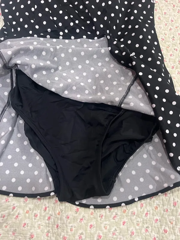 1950s Black Polka Dot dress swimsuit - Image 3